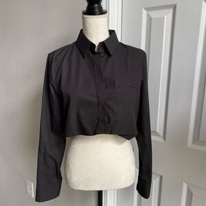 NEW Zara Black Poplin Cropped Top